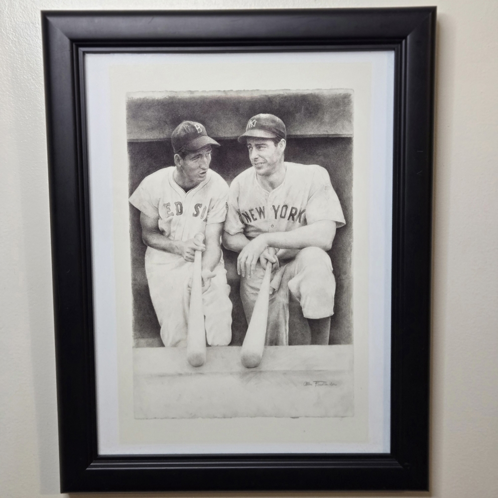 Joe DiMaggio and Ted Williams "Ted and Joe" by Allen Friedlander Framed Art